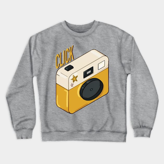 Click Cute Retro Camera Photographer Art Crewneck Sweatshirt by SkullFern